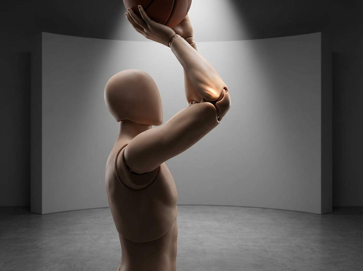 Lola Bunny style doll holding a basketball pose to show skeleton stability