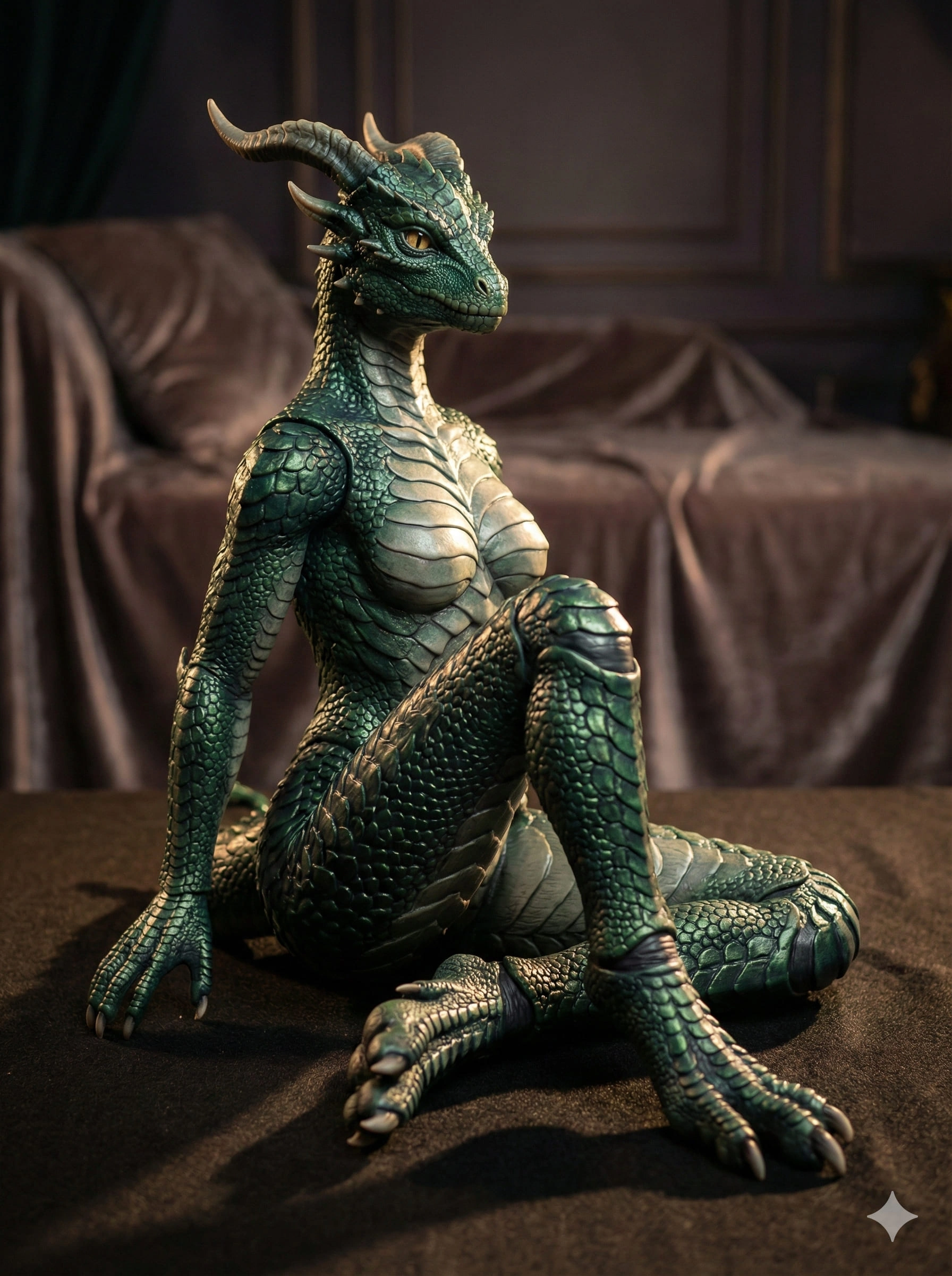 Finished 3D Dragoness Scalie Sex Doll with Sculpted Scales and Digitigrade Legs - Premium Anthro Companion with Custom Joint Framework