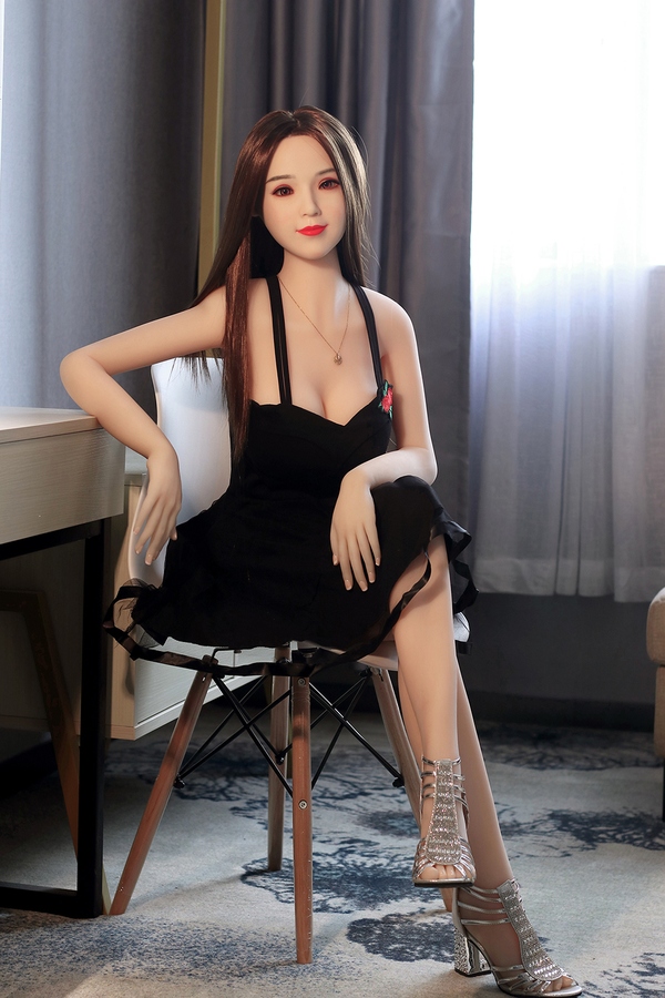 158cm D Cup TPE body&Silicone head Amber Eyes Brunette Voluptuous Lifelike Sex Doll Gallery 4