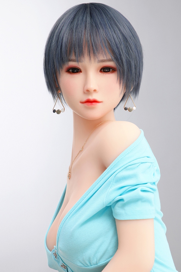 158cm D Cup TPE body&Silicone head Thin Lips Medium Breasts Gray Eyes Real Doll Product