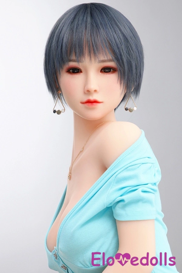 158cm D Cup TPE body & Silicone head Bibir Tipis Payudara Sedang Mata Abu-abu Produk Boneka Asli