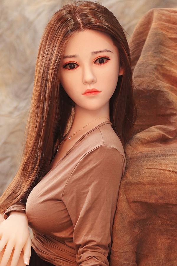 158cm D Cup TPE body&Silicone head Gray Amber Eyes Petite Celebrity Sex Dolls Detail View 3