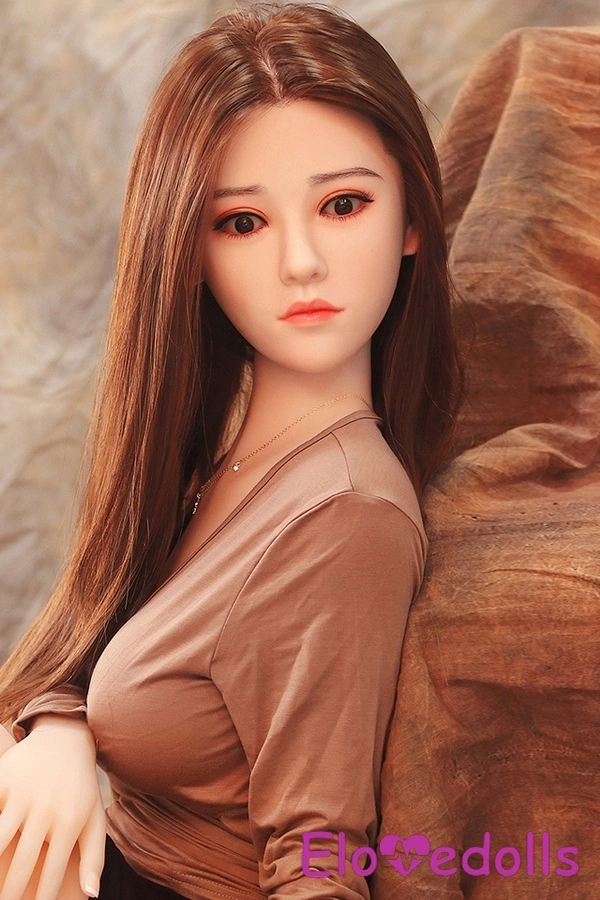 Búp bê tình dục người nổi tiếng nhỏ nhắn, thân TPE cúp D 158cm & đầu silicon, mắt hổ phách xám, chi tiết xem 3