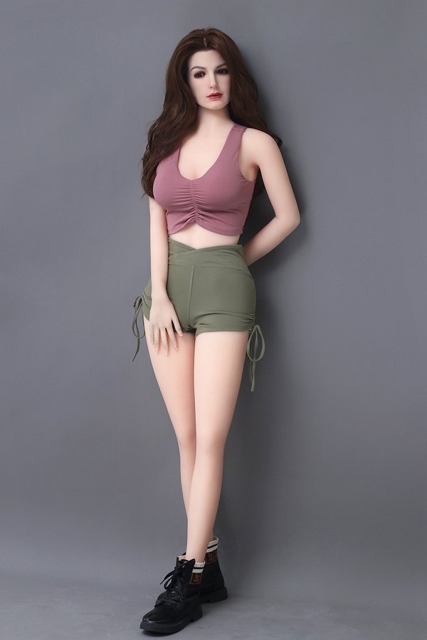 165cm E Cup TPE body&Silicone head Voluptuous Brunette Gray Eyes BBW Sex Doll Gallery 3