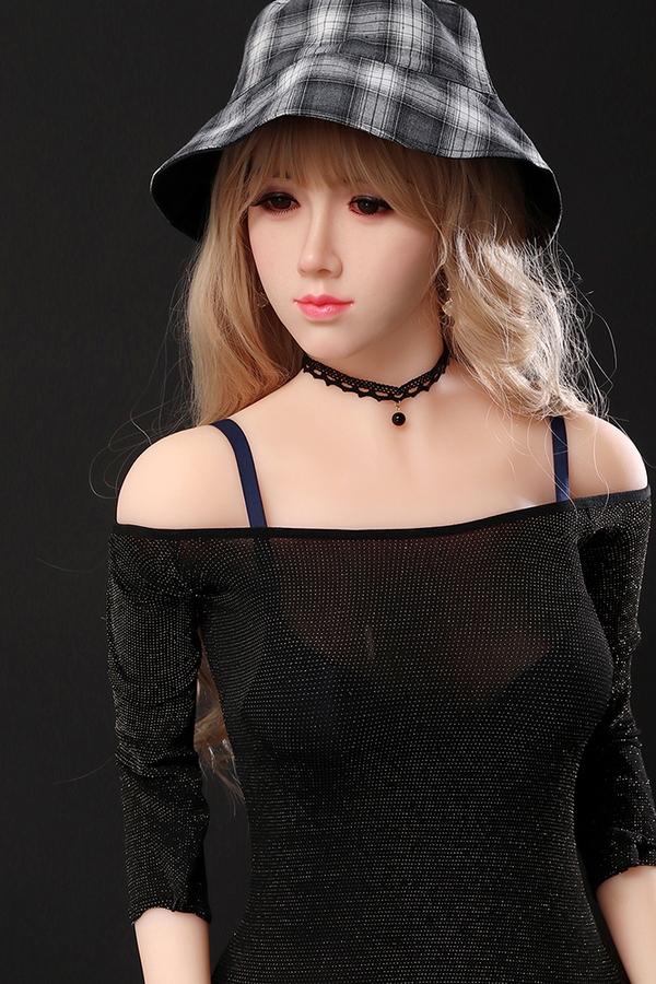 165cm D Cup TPE body&Silicone head Blonde Gray Eyes Petite Lifelike Sex Doll Detail View 3