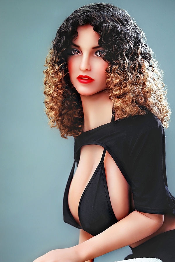 165cm D Cup TPE body&Silicone head Amber Eyes Glossy Lips Brunette Lifelike Sex Doll Detail View 5