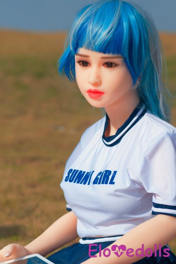 140cm TPE sex panenka s košíčky F, malými prsy, modrýma očima a bílou, galerií 3