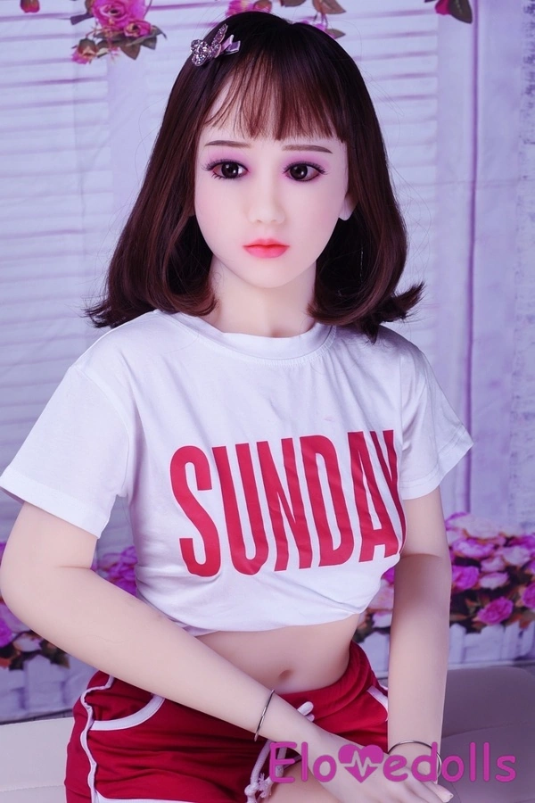 Boneka Seks Eropa Berambut Cokelat, Cup F TPE 140cm, Bibir Tipis, Mata Abu-abu