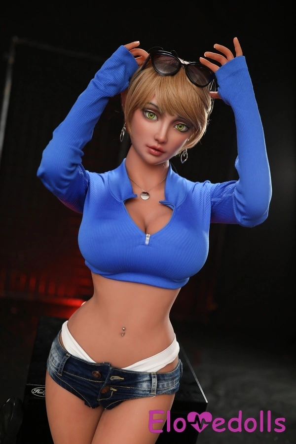 158cm K Cup TPE Body&Silicone Head Petite Breasts Blue Eyes Thin Lips Lifelike Sex Doll Gallery 2
