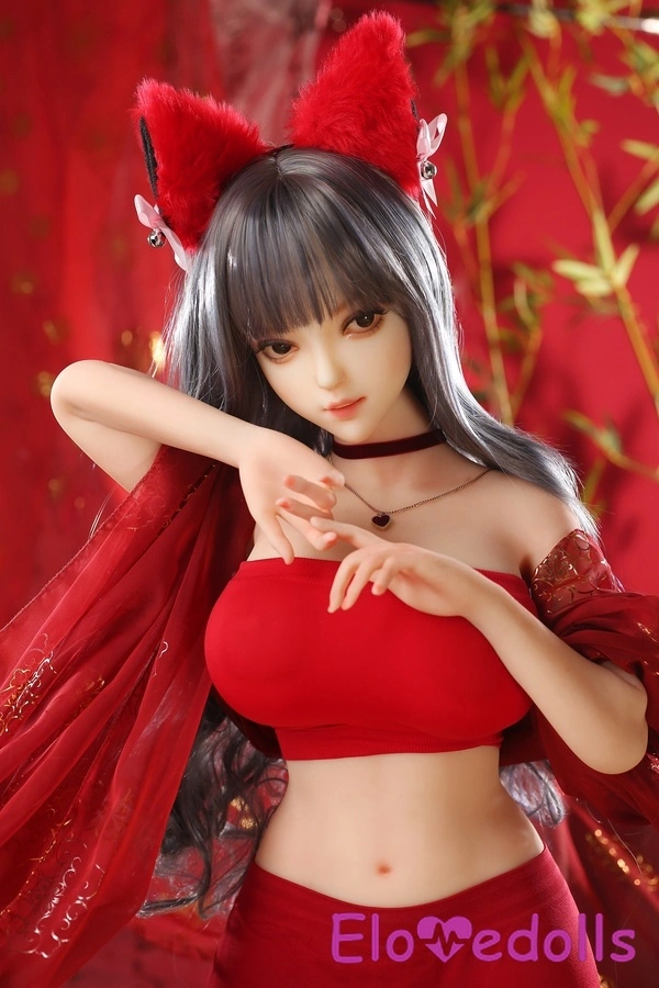 110 см, чашка D, TPE, чорна, чуттєва, бурштинові очі, азіатська секс-лялька, детальний огляд 4