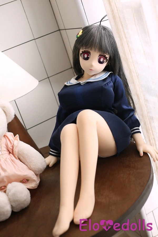 80cm G Cup TPE Body&Silicone Head Petite Black Thin Lips Anime Sex Doll Gallery 2