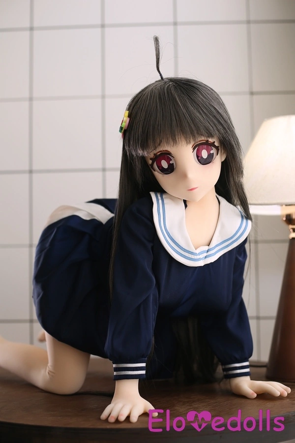 80cm G Cup TPE Body&Silicone Head Petite Black Gray Eyes Anime Sex Doll Gallery 3