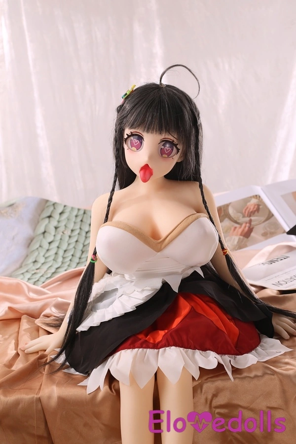 80cm G Cup TPE Body&Silicone Head Thin Lips Black Petite Anime Sex Doll Gallery 6