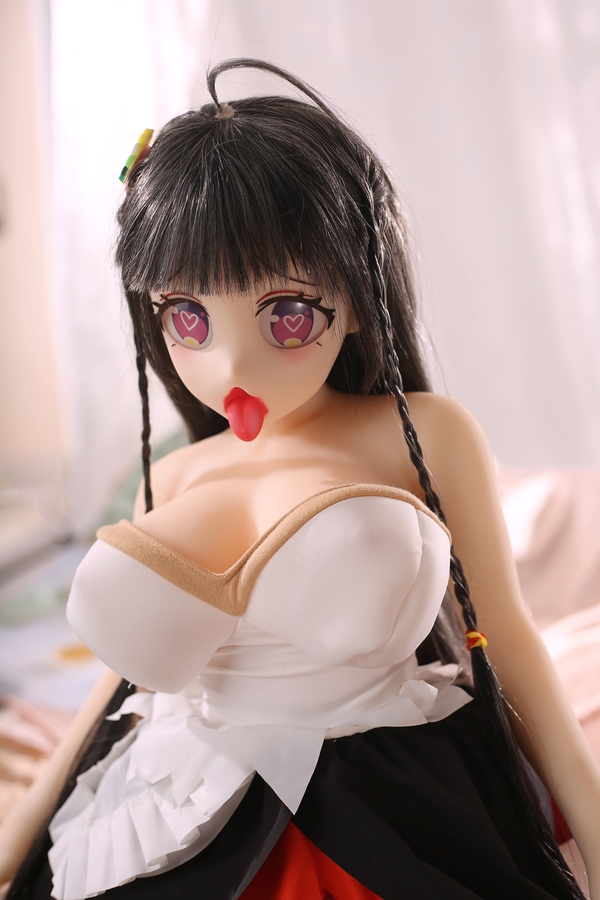 80cm G Cup TPE Body&Silicone Head Petite Gray Eyes Black Anime Sex Doll Detail View 3
