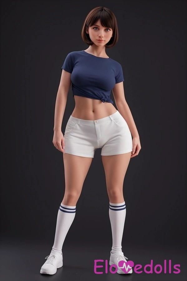 ตุ๊กตาเซ็กส์ซิลิโคนคัพ D ขนาด 151 ซม. หัวและลำตัว TPE ผมสีน้ำตาลเข้ม หุ่นนักกีฬา ริมฝีปากบาง หนา แกลเลอรี่ 3