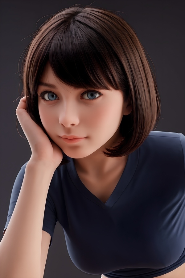 151cm D Cup Silicone Head & TPE Body Brunette Athletic Gray Eyes Thick Sex Doll Detail View 2
