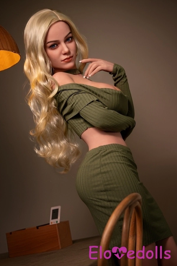 Galeri Boneka Seks Tebal Bibir Tipis Berambut Pirang TPE 166cm E Cup 3