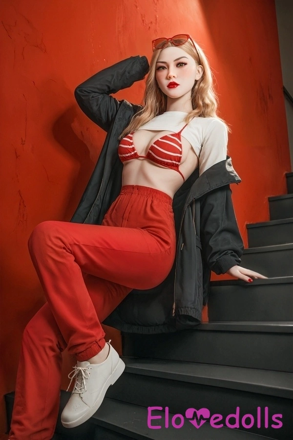 Boneka Seks Remaja Berukuran 148cm TPE Cup B Payudara Kecil Mata Abu-abu Berambut Pirang