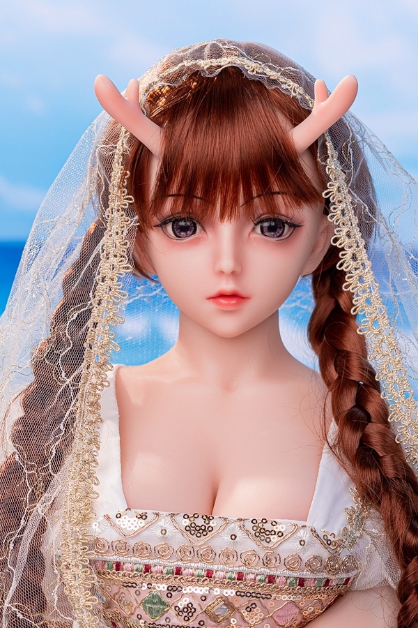 80cm D Cup Silicone Head & TPE Body Red Petite Blue Eyes Mini Sex Doll Gallery 3