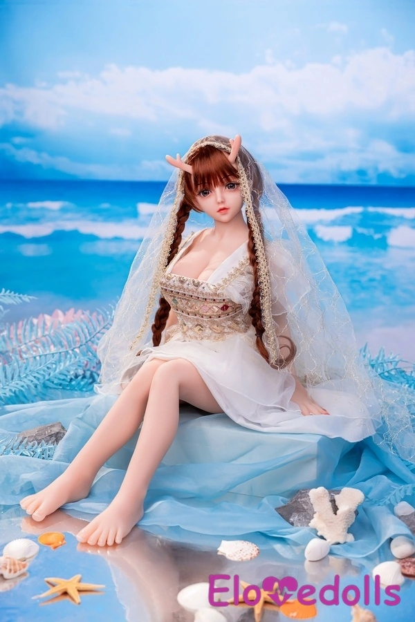 80cm D Cup Silicone Head & TPE Body Petite Blue Eyes Red Mini Sex Doll Gallery 4