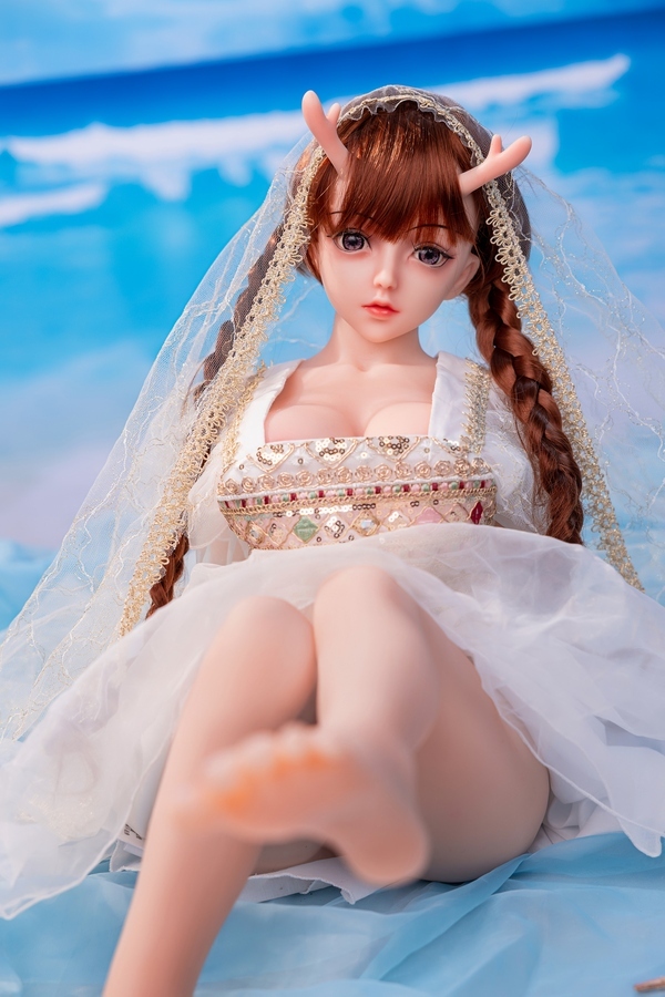 80cm D Cup Silicone Head & TPE Body Blue Eyes Natural Lips Petite Mini Sex Doll Detail View 2