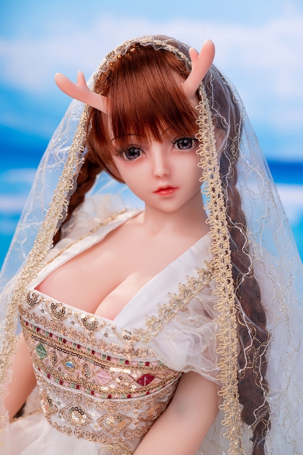 80cm D Cup Silicone Head & TPE Body Petite Blue Eyes Red Mini Sex Doll Detail View 5