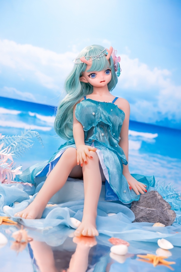 80cm D Cup Silicone Head & TPE Body Petite White Blue Eyes Mini Sex Doll Gallery 3