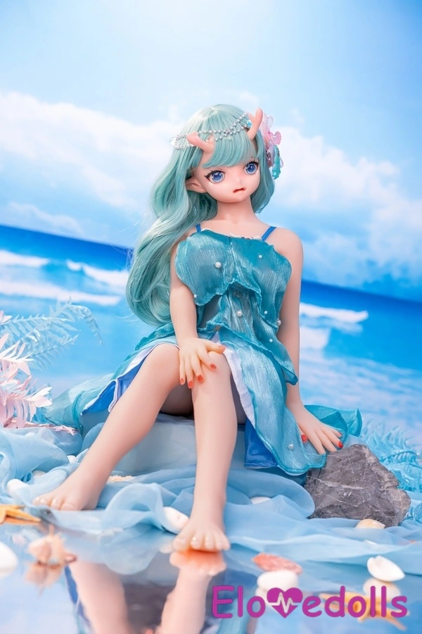 80cm D Cup Silicone Head & TPE Body Petite White Blue Eyes Mini Sex Doll Gallery 3