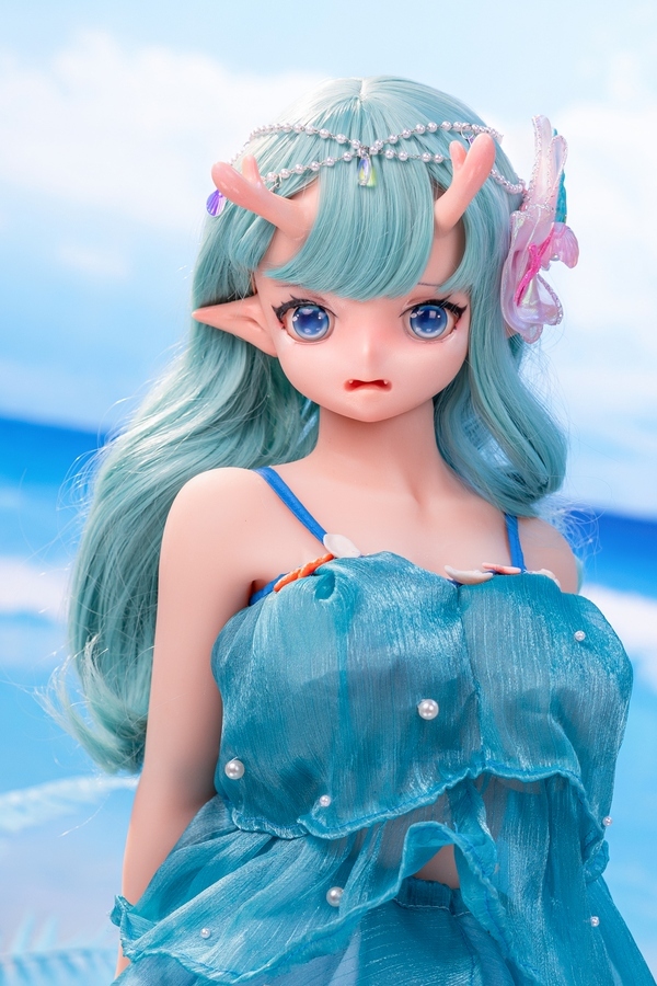 80cm D Cup Silicone Head & TPE Body White Blue Eyes Thin Lips Mini Sex Doll Gallery 9