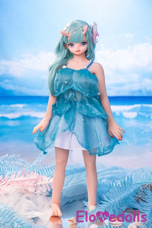 80cm D Cup Silicone Head & TPE Body Petite Blue Eyes White Mini Sex Doll Detail View 3