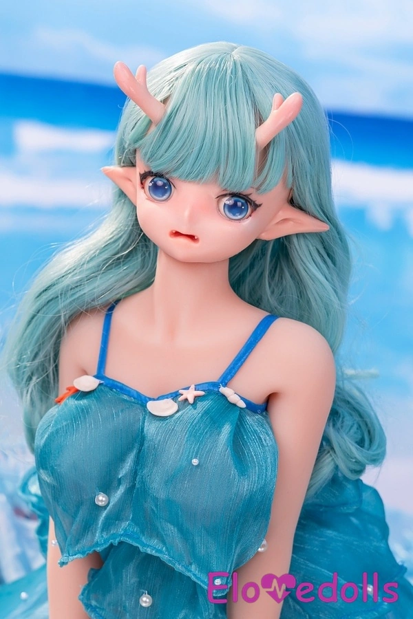 80cm D Cup Silicone Head & TPE Body White Thin Lips Blue Eyes Mini Sex Doll Detail View 12