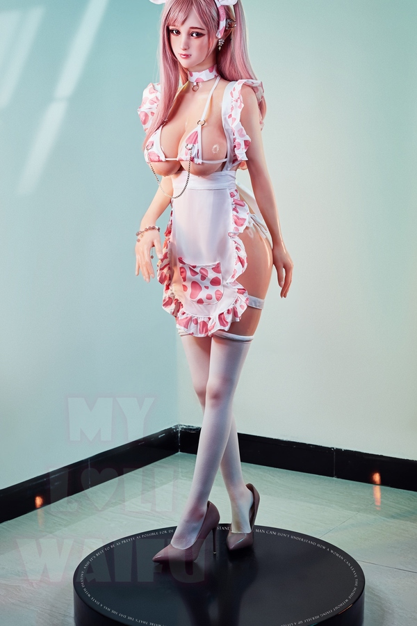 150cm D Cup Silicone Head & TPE Body Blue Eyes Thin Lips Pink Anime Sex Doll Gallery 3
