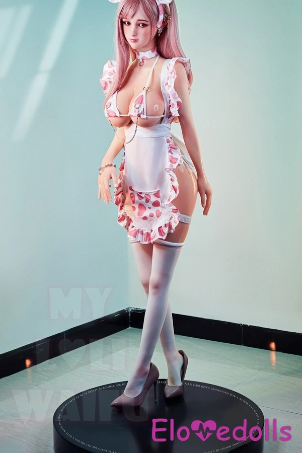 150cm D Cup Silicone Head & TPE Body Blue Eyes Thin Lips Pink Anime Sex Doll Gallery 3
