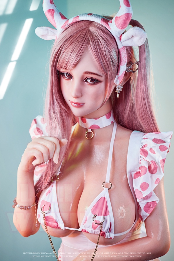 150cm D Cup Silicone Head & TPE Body Thin Lips Pink Blue Eyes Anime Sex Doll Gallery 2