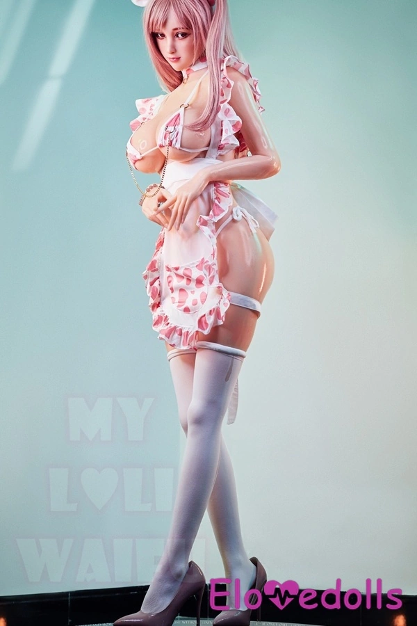 150cm D Cup Silicone Head & TPE Body Blue Eyes Thin Lips Pink Anime Sex Doll Gallery 7