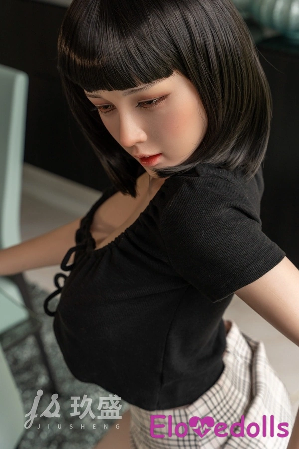 Búp bê tình dục Châu Á ngực nhỏ màu đen, ngực D, mắt xám, ngực silicon 158cm, bộ sưu tập 4