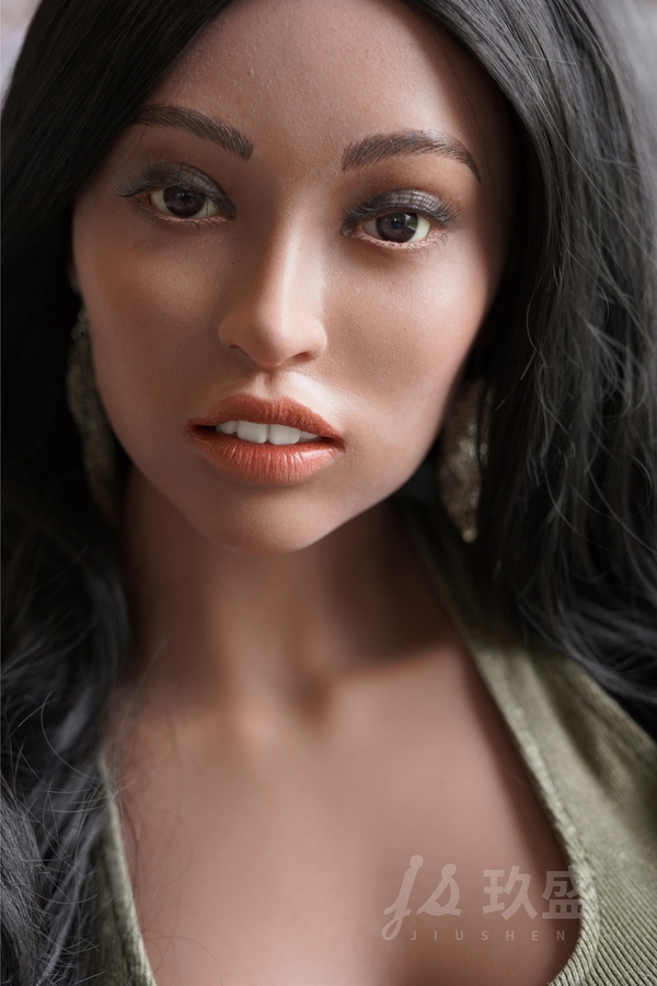 162cm D Cup Silicone Head & TPE Body Black Petite Breasts Gray Eyes Big Booty Sex Doll Gallery 7