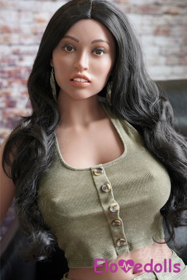 162cm D Cup Silicone Head & TPE Body Gray Eyes Petite Breasts Black Big Booty Sex Doll Detail View 11