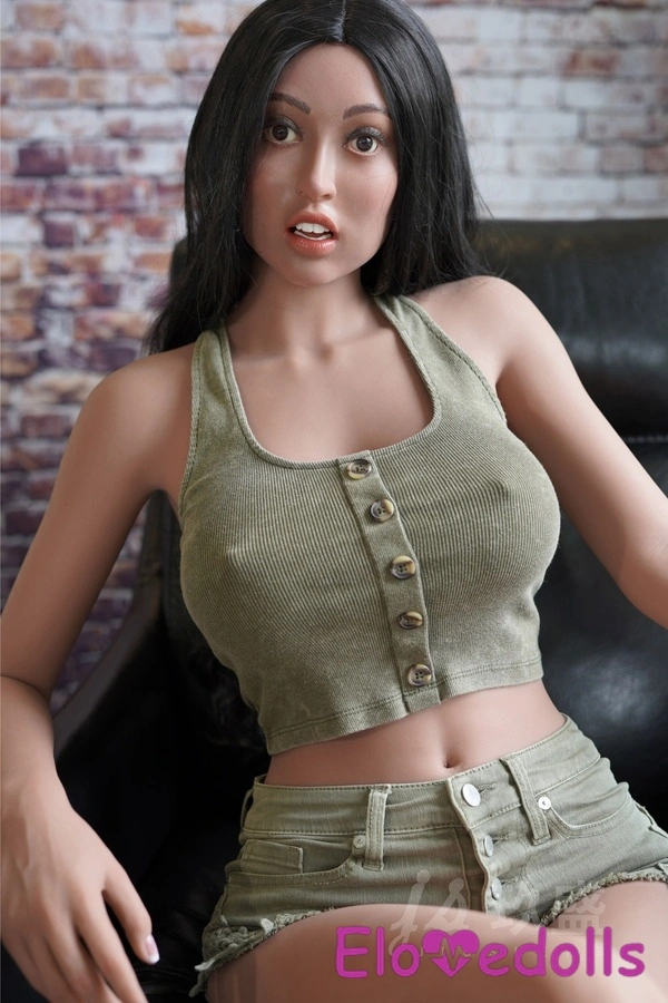 162cm D Cup Silicone Head & TPE Body Black Voluptuous Petite Breasts Big Booty Sex Doll Detail View 13