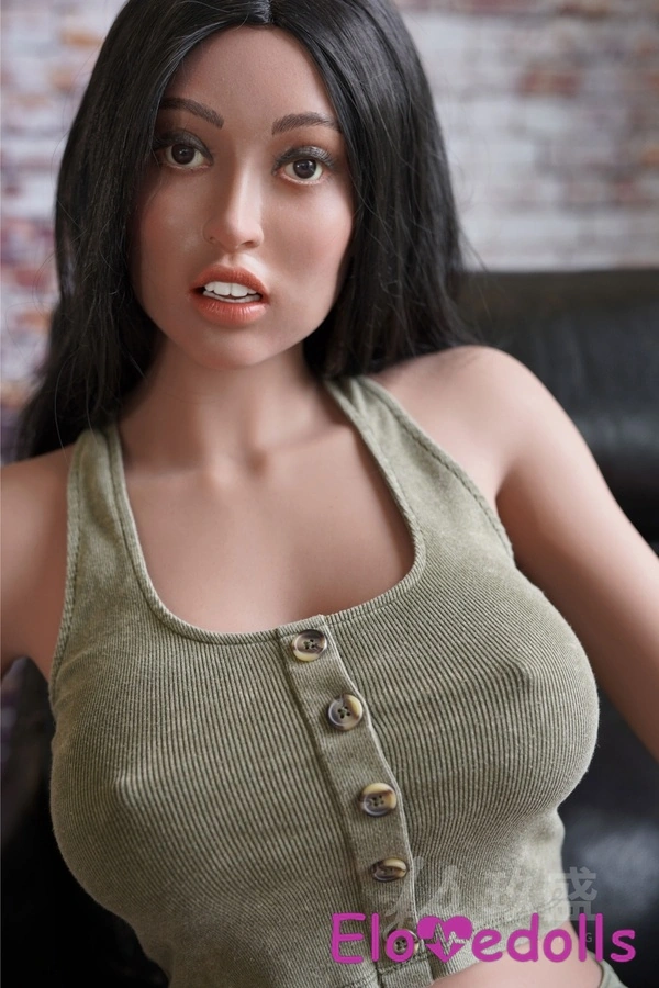 162cm D Cup Silicone Head & TPE Body Black Petite Breasts Voluptuous Big Booty Sex Doll Detail View 26