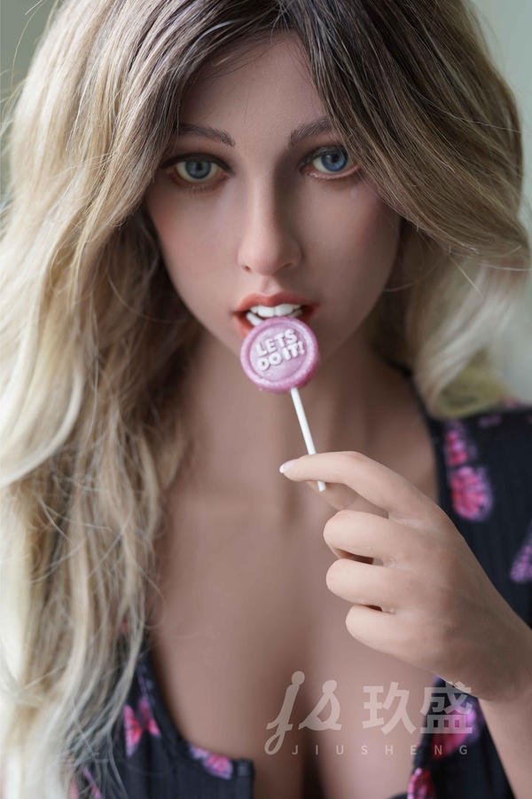 162cm E Cup Silicone Head & TPE Body Blonde Petite Gray Eyes Realistic Sex Doll Detail View 4