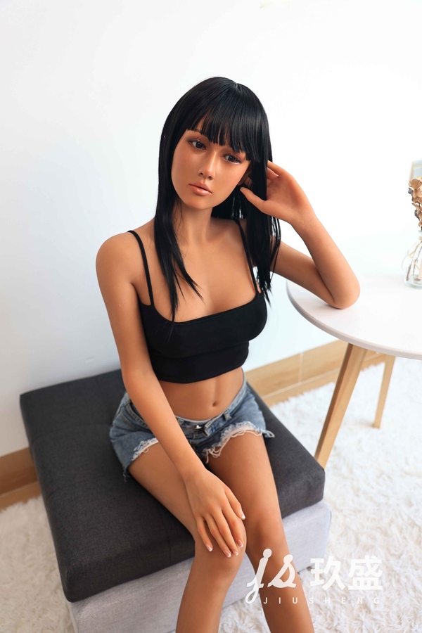 163cm F Cup Silicone Head & TPE Body Amber Eyes Petite Black Asian Sex Doll Detail View 10