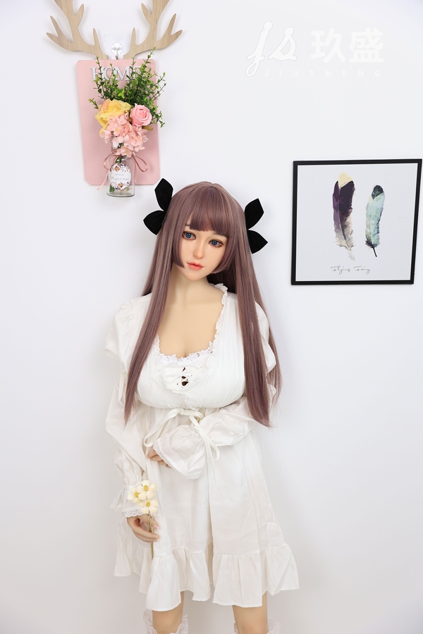 150cm D Cup Silicone Head & TPE Body Small Breasts Gray Eyes White Teen Sex Doll Gallery 2