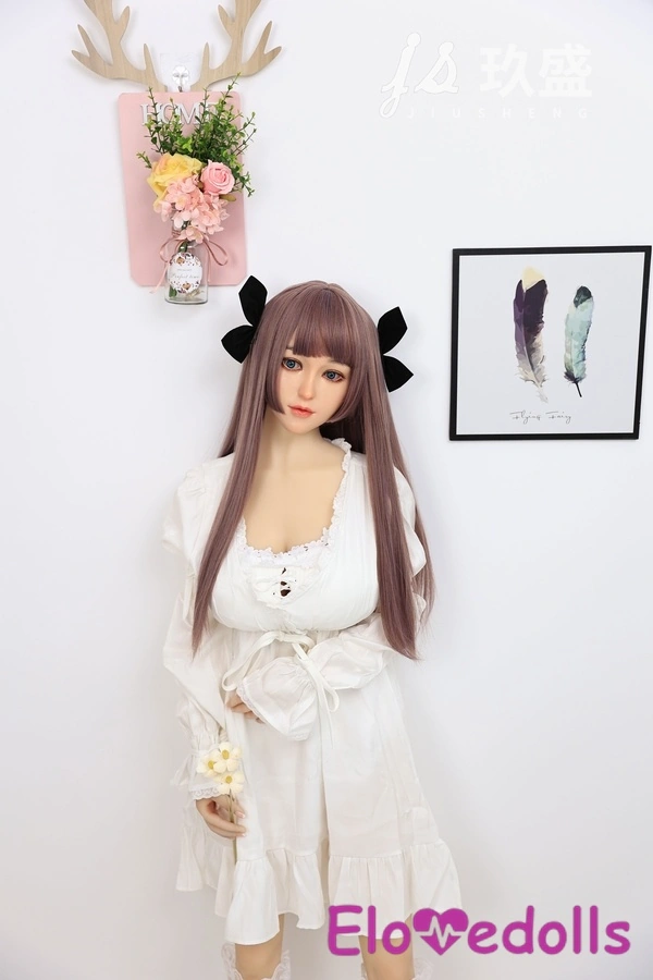 150cm D Cup Silicone Head & TPE Body Small Breasts Gray Eyes White Teen Sex Doll Gallery 2