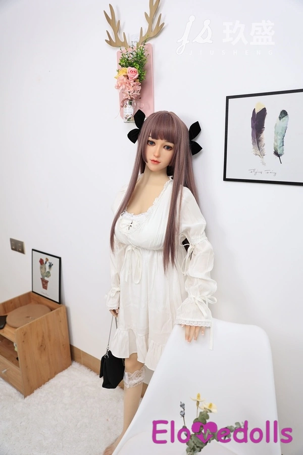 150cm D Cup Silicone Head & TPE Body Gray Eyes White Thin Lips Teen Sex Doll Gallery 4