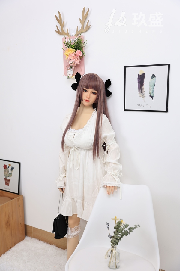 150cm D Cup Silicone Head & TPE Body Gray Eyes White Small Breasts Teen Sex Doll Gallery 5