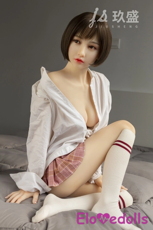 150cm D Cup Silicone Head & TPE Body Gray Eyes Brunette Petite Breasts Teen Sex Doll Gallery 9