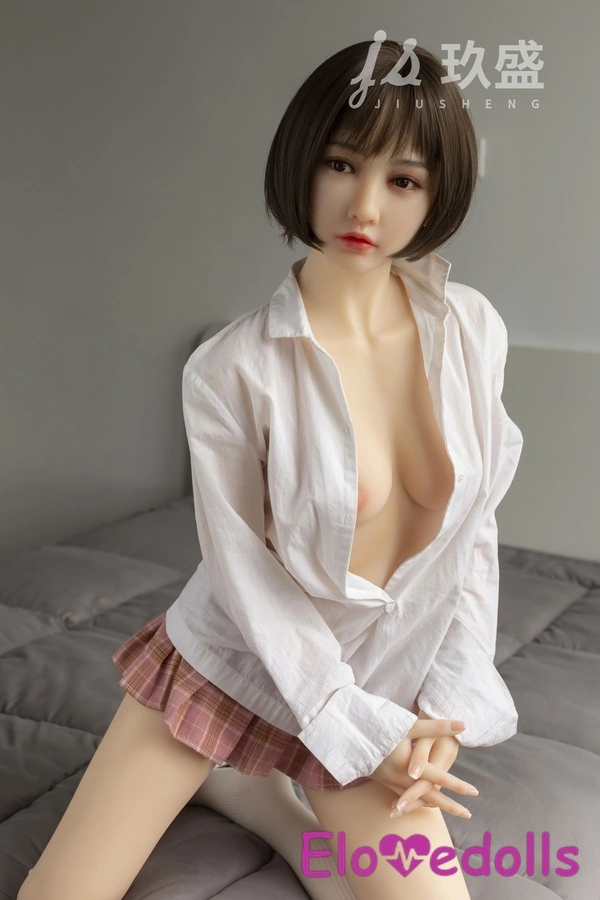 150cm D Cup Silicone Head & TPE Body Petite Brunette Gray Eyes Teen Sex Doll Detail View 3