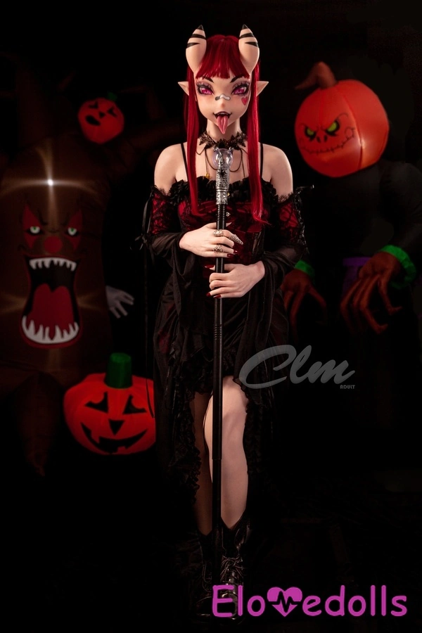 Силіконова секс-лялька типу C, 157 см, червоні повні губи, бурштинові очі, фентезійний вигляд, детальний огляд 6