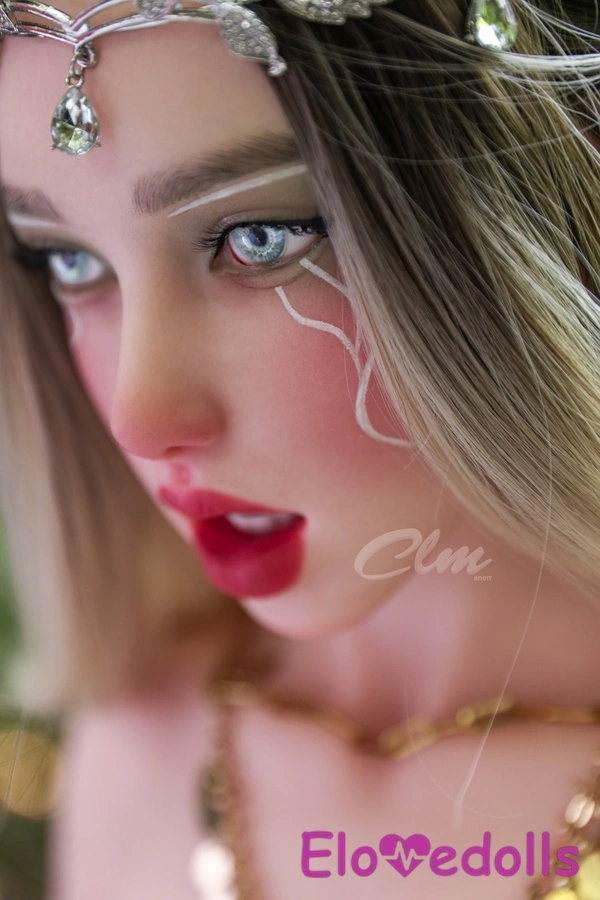 Búp bê tình dục giả tưởng màu trắng mắt xanh cúp C 160cm bằng silicon ngực nhỏ